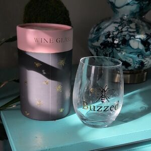 Buzzed Wine Glass with Pink and Black Design